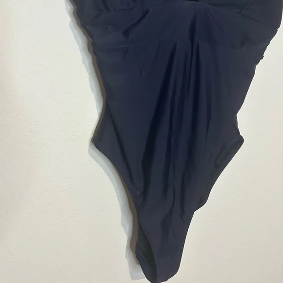 J.Crew Simple & Elegant V-Neck One-Piece Swimsuit – Navy, Size 10 - Picture 3 of 6